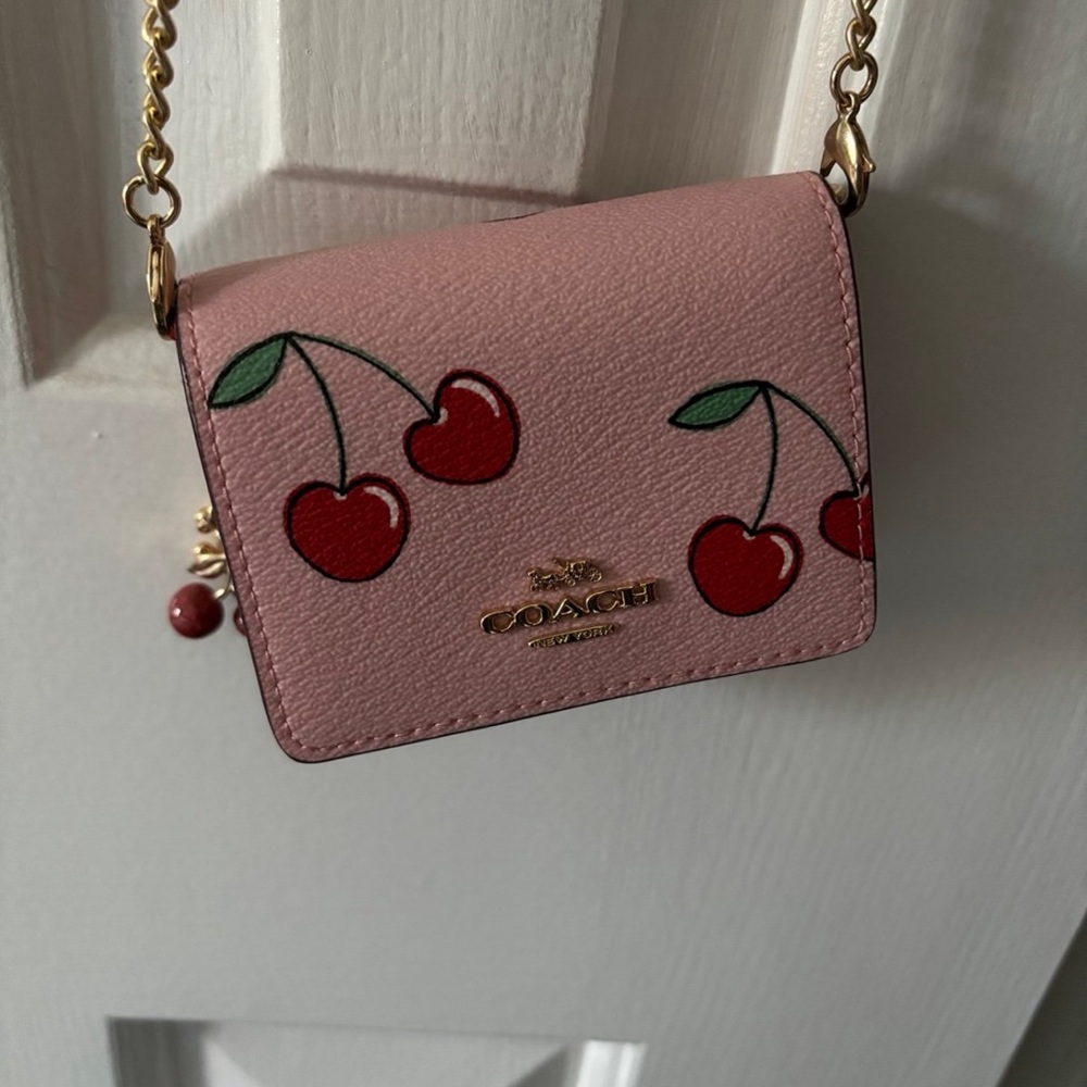 COACH CHERRY Heart Wallet ON A CHAIN 🍒